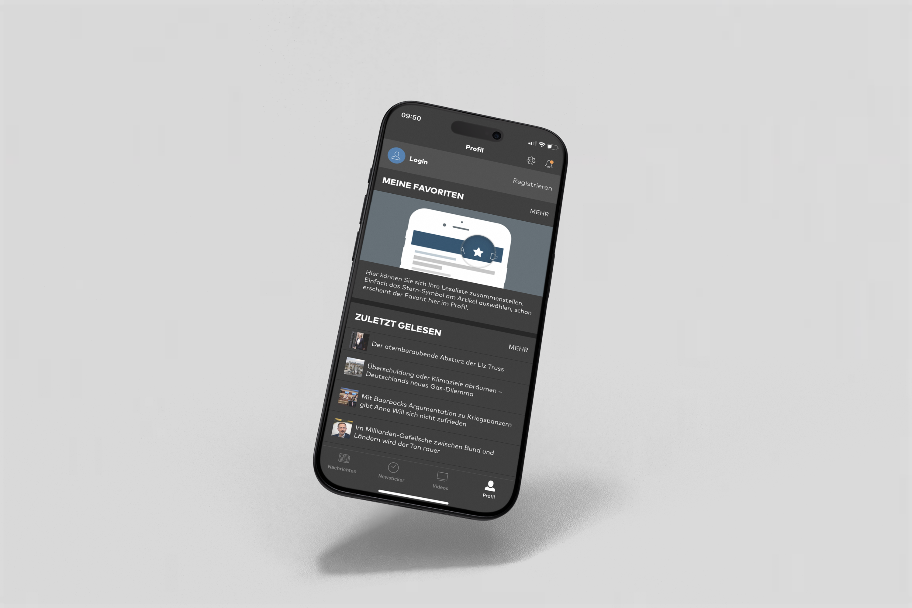 Profile screen before the comment integration — favourites and last-read only
