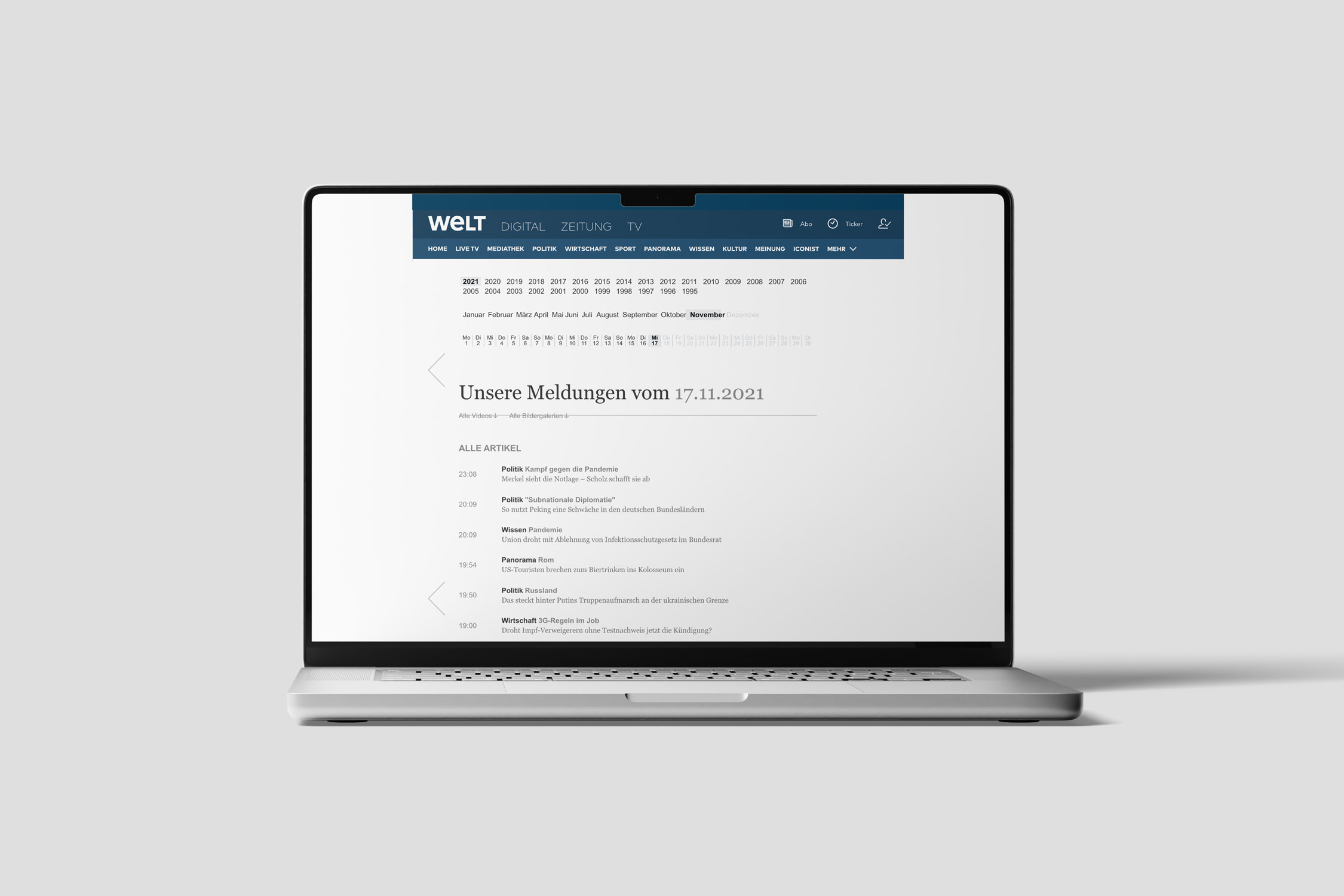 Headline archive before — plain year/month/day navigation