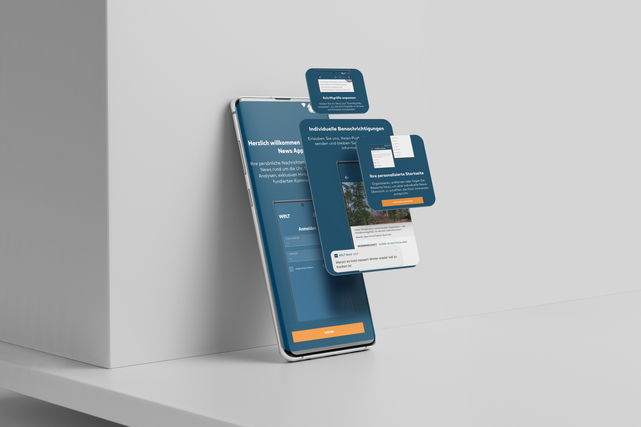 Android onboarding — welcome, notifications, personalised homepage