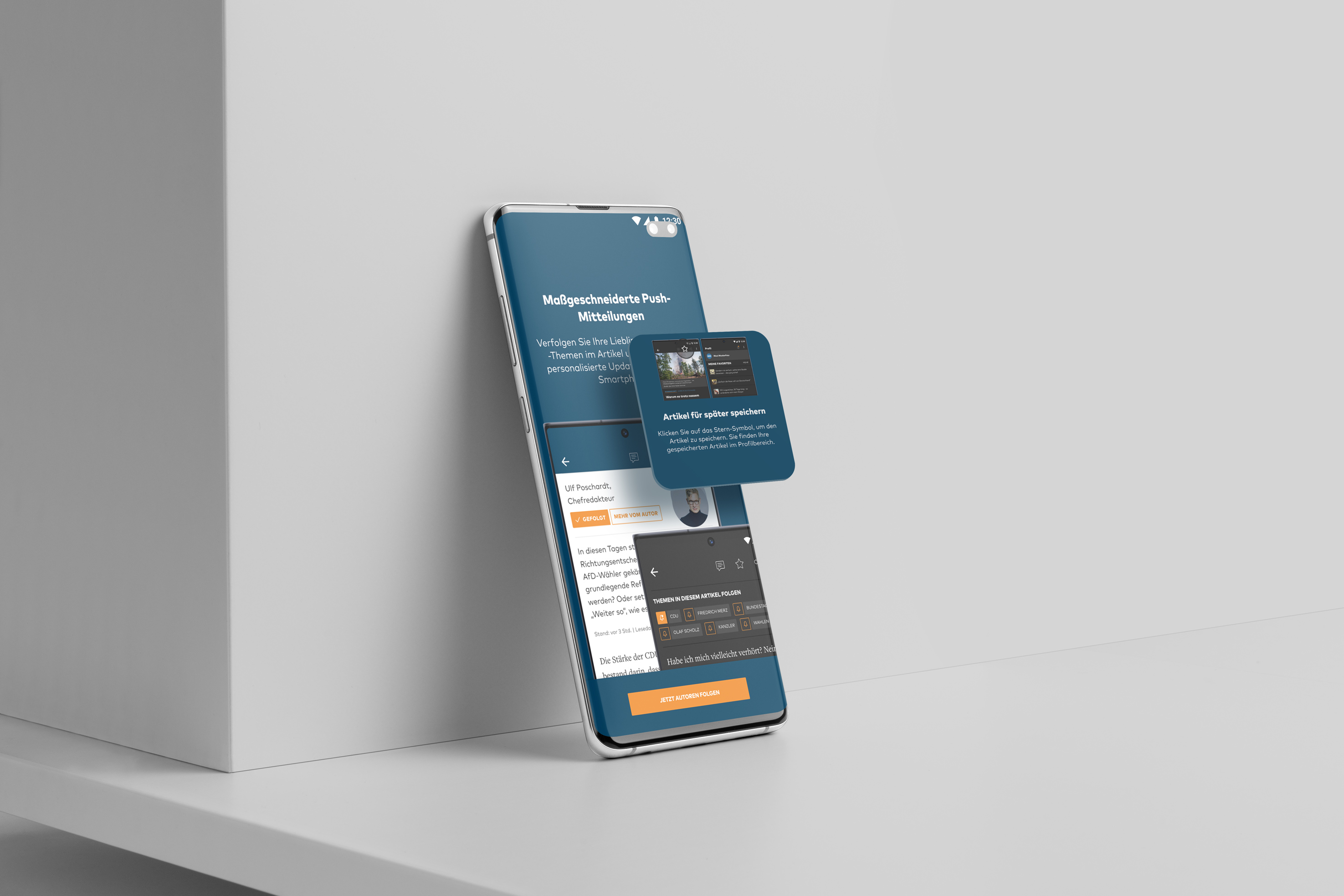 Android onboarding — push notifications, save article, font size