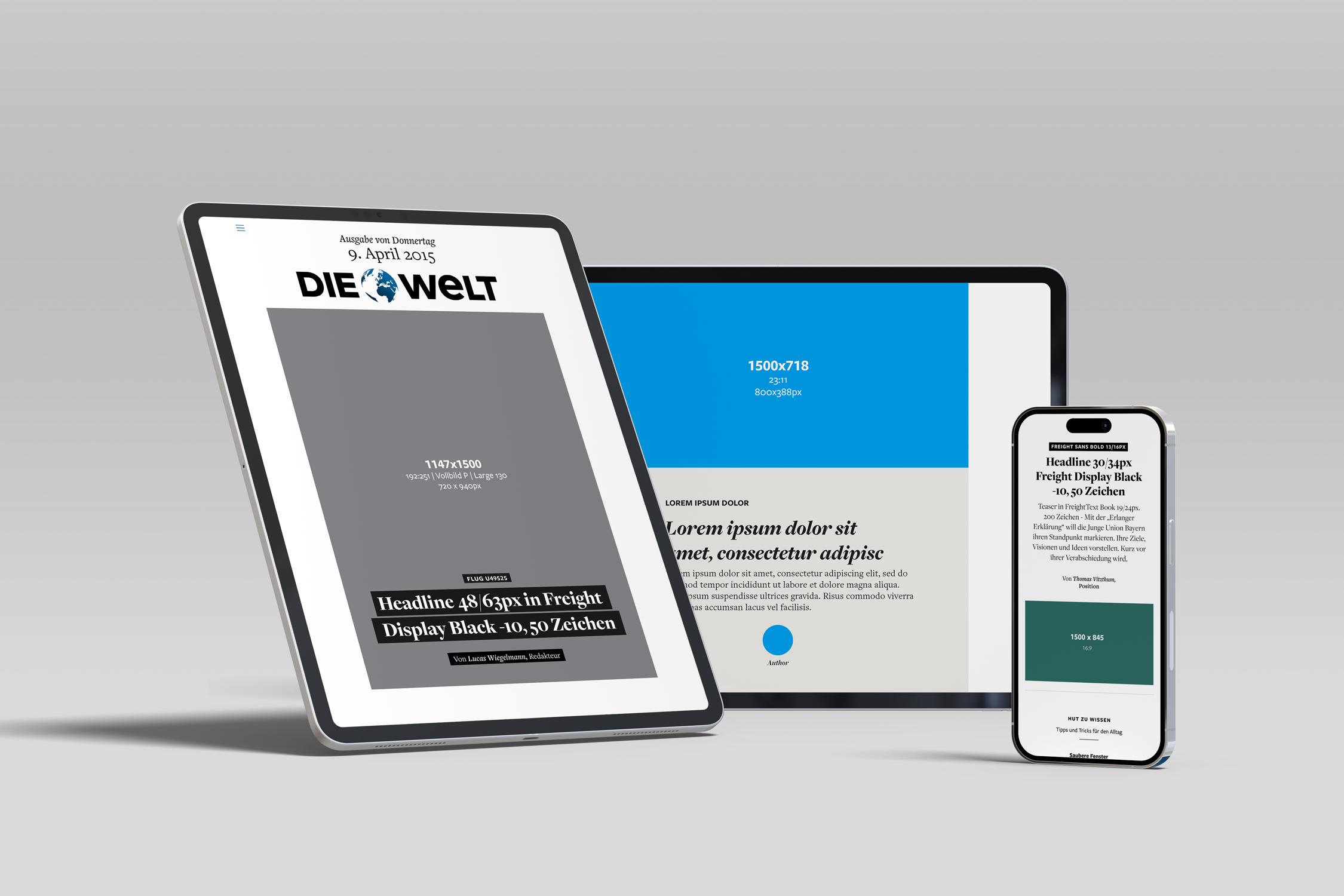 Before — layout grid with placeholder content across three devices
